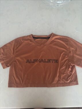 Alphalete Crop Tee in Rust Orange with Black Logo
